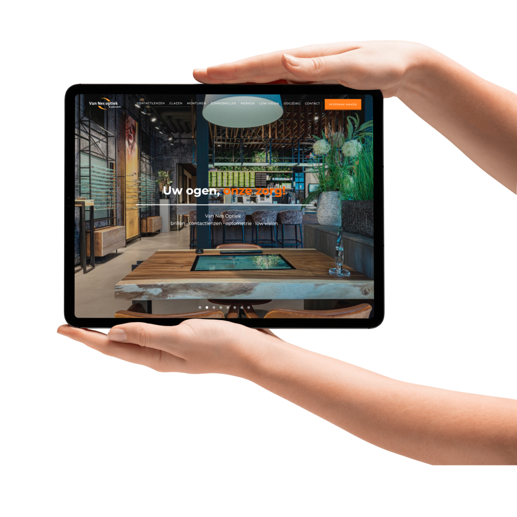 iPad met de website van Van Nes Optiek