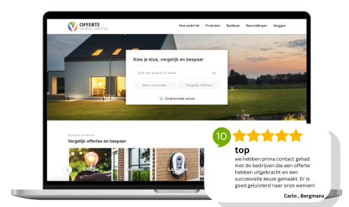 Offerte vergelijker screenshot en review op Klantenvertellen
